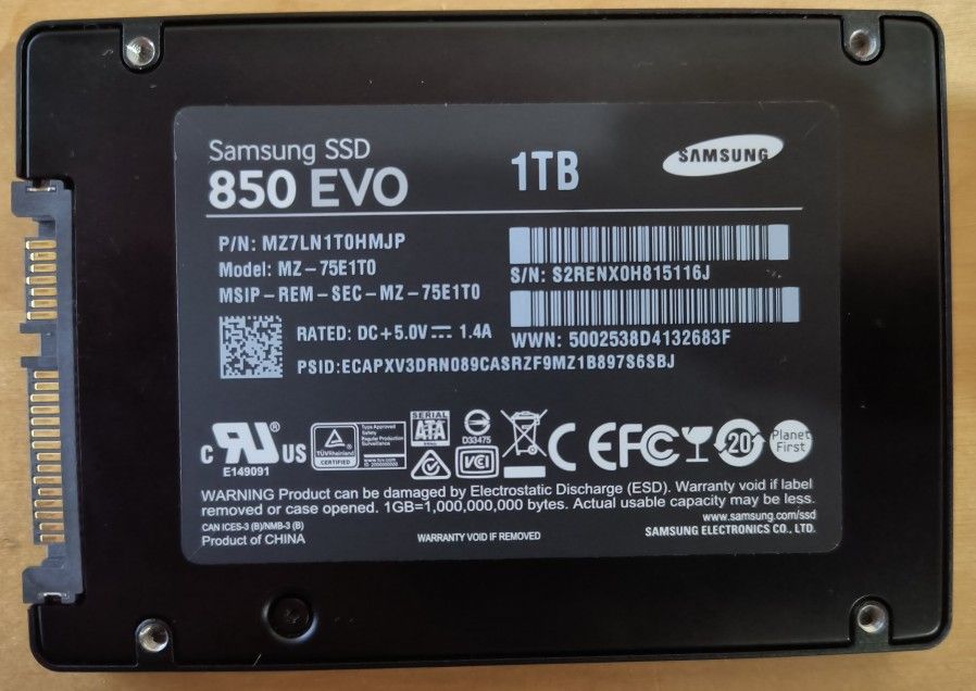 Samsung 850 EVO 2.5" 1TB SSD - SATA III - MZ-75E1T0