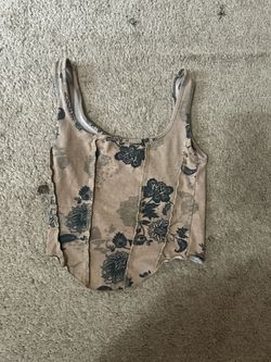 Women’s Floral Tank Top Neutral Black & Beige”