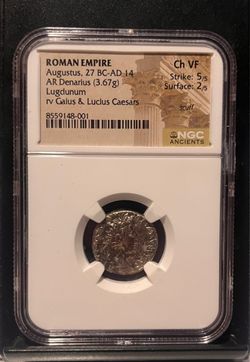 Augustus Denarius Gaius & Lucius Caesar NGC Ancient Coin 5/5