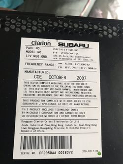 2008 stock Subaru clarion Head unit.
