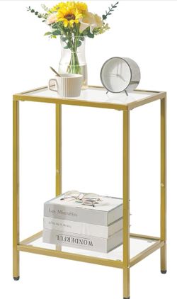 Pretty Metal And Glass Side Table/ Nightstand/End Table