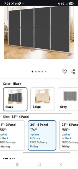 RANTILA 4 Panel Room Divider, 6 Ft Tall Folding Privacy Screen Room Dividers, Freestanding Room Partition Wall Dividers,