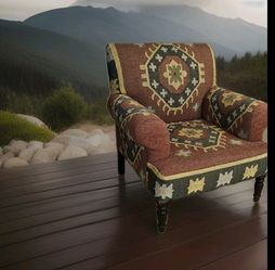 Club Chair Kilim Wool and Jute Hand Woven Accent Chair