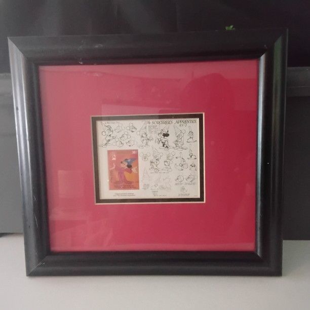  Framed Disney Sorcerer's Apprentice Animation Art with Mongolian Stamp $45