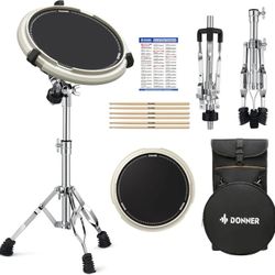 Donner Drum Practice Pad Snare Stand Kit with 12'' Silent Marching Pad
Snare
