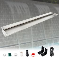 36 Inch Pool Fountain 304 Stainless Steel Waterfall Spillway with Pipe Connector Kits, Wider Water Flow Sheer 
