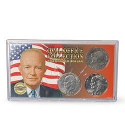 Oval Office Collection Eisenhower Dollars - 3 Coin Set W Case 