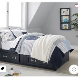 Pottery Barn Twin Storage Bed (Navy) and Mattress