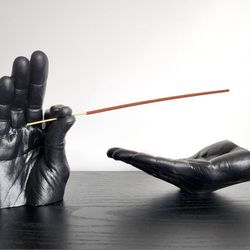 Hands Incense Holder - 2 Piece Set - Ash Catcher + Incense Burner - Large