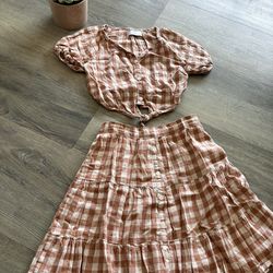 Girls brown checkered set