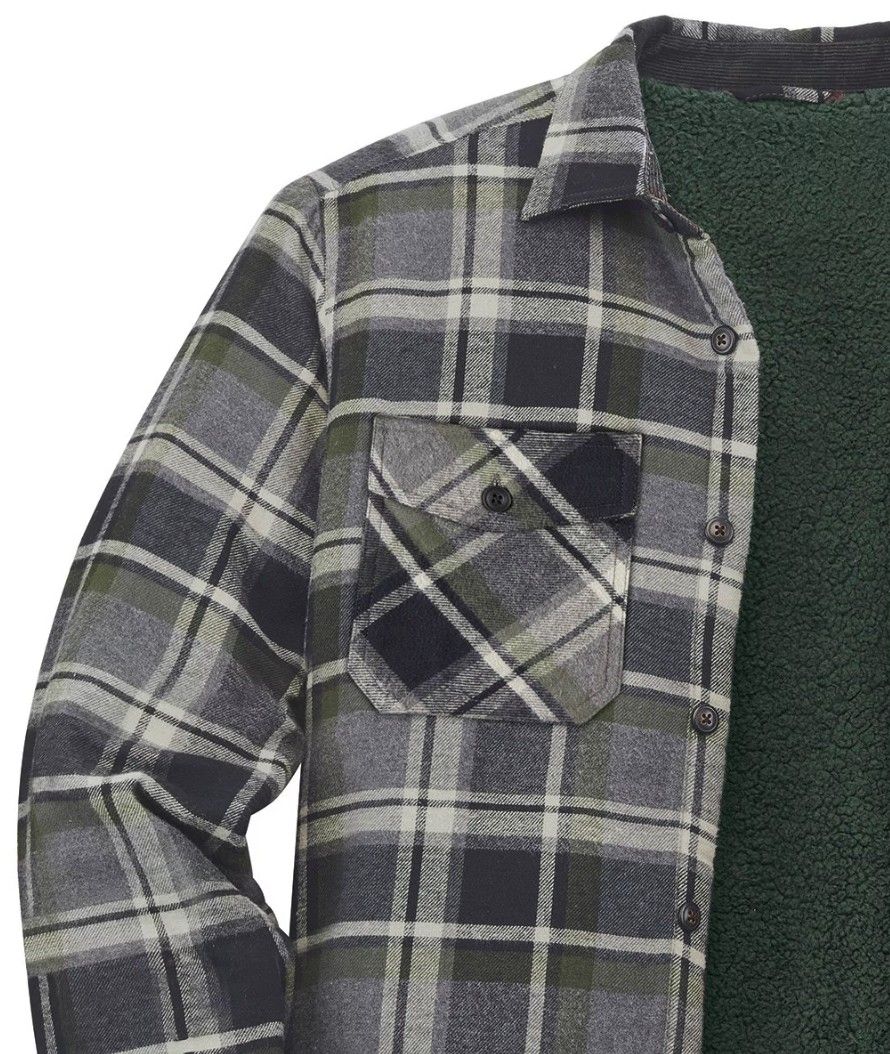 Coleman Flannel Shirt Jacket - Gray Plaid, Brand New - Large