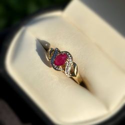 Jewelry 10k solid yellow gold rose quartz 0.5CTW ring sz 7.00