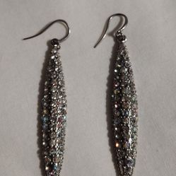 Silver Tone Elongated Earrings 