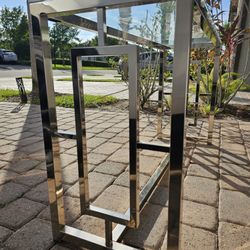 Sleek Glass & Stainless Steel Entry Table - Modern Design