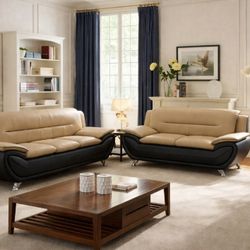 Sofa-Set / Beige with Black 