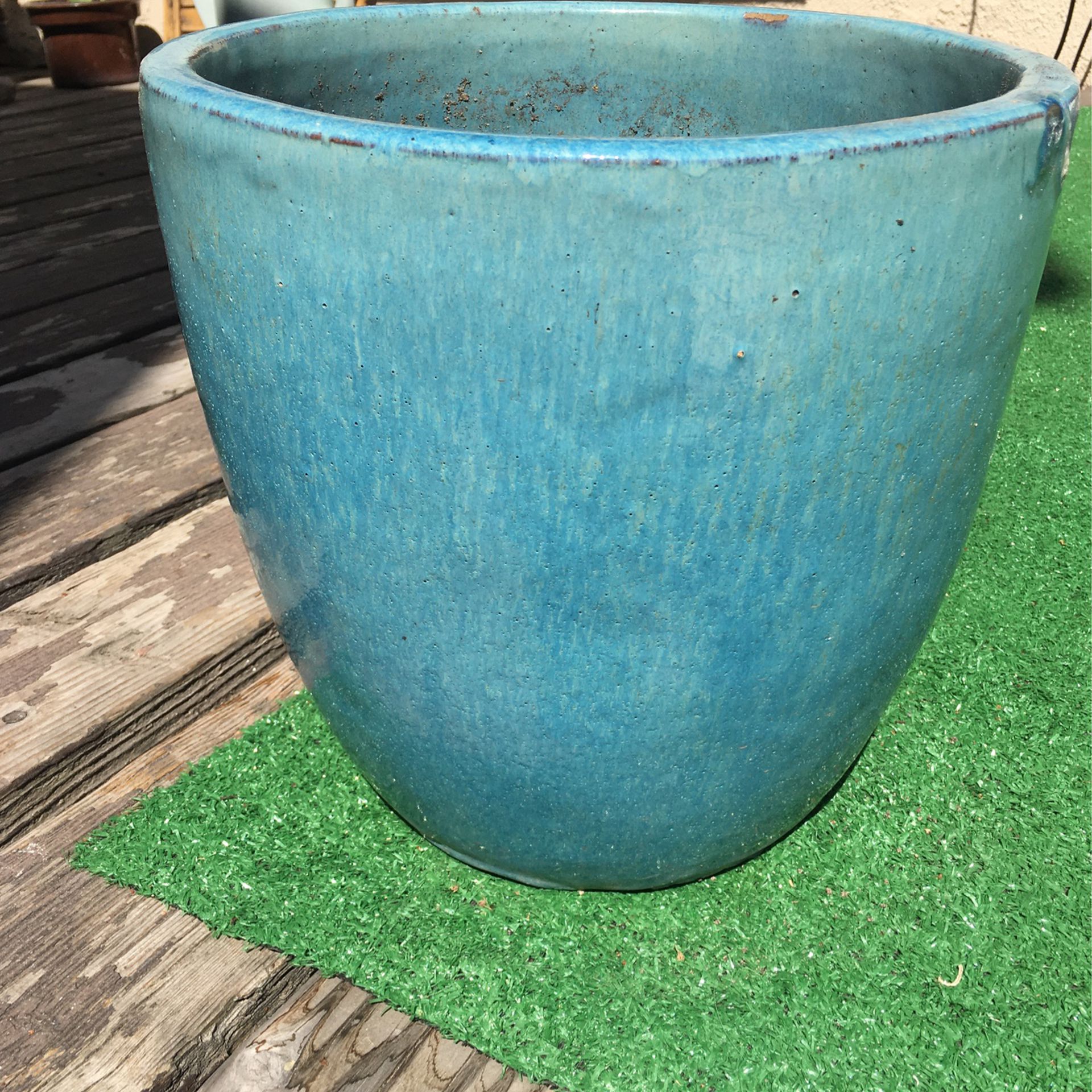 Ceramic Blue Pot For $15
