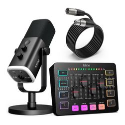 New -FIFINE Gaming Equipment Bundle, Dynamic XLR/USB Gaming Microphone Set with Streaming Audio Mixer for Podcast Recording Video Vocal, RGB Gamer Set