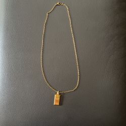 18K Gold Plated Chain With Gold Plated Bar
