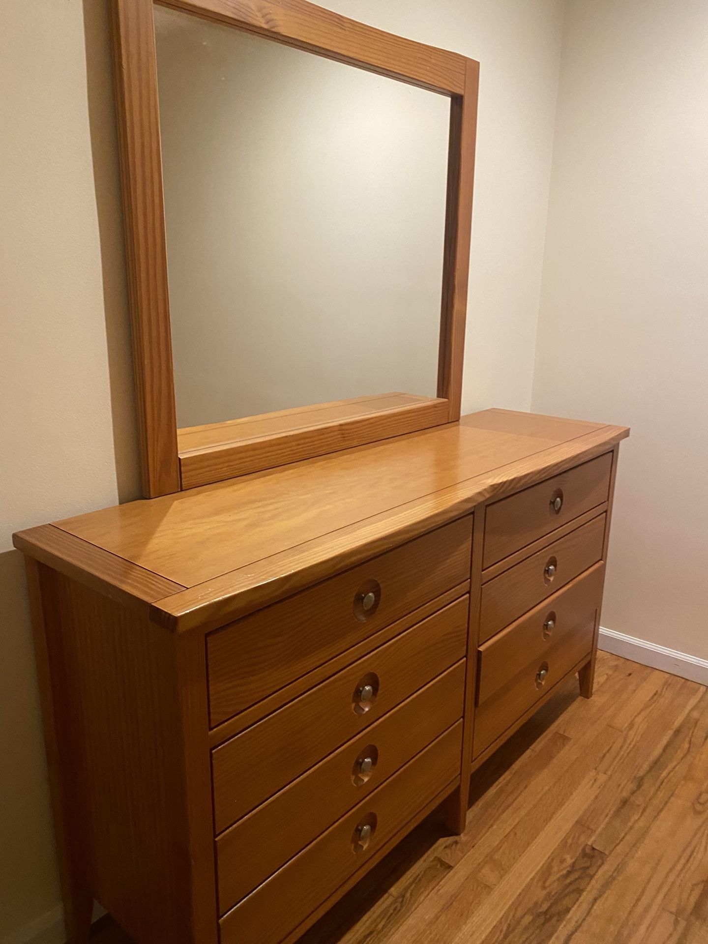 Wood Dresser with Mirror – $100
