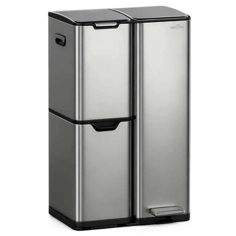 mVm 16 Gal 3 in 1 Kitchen Step Trash Can, Heavy Duty Anti Fingerprint Brushed Recycling Bin for Office
