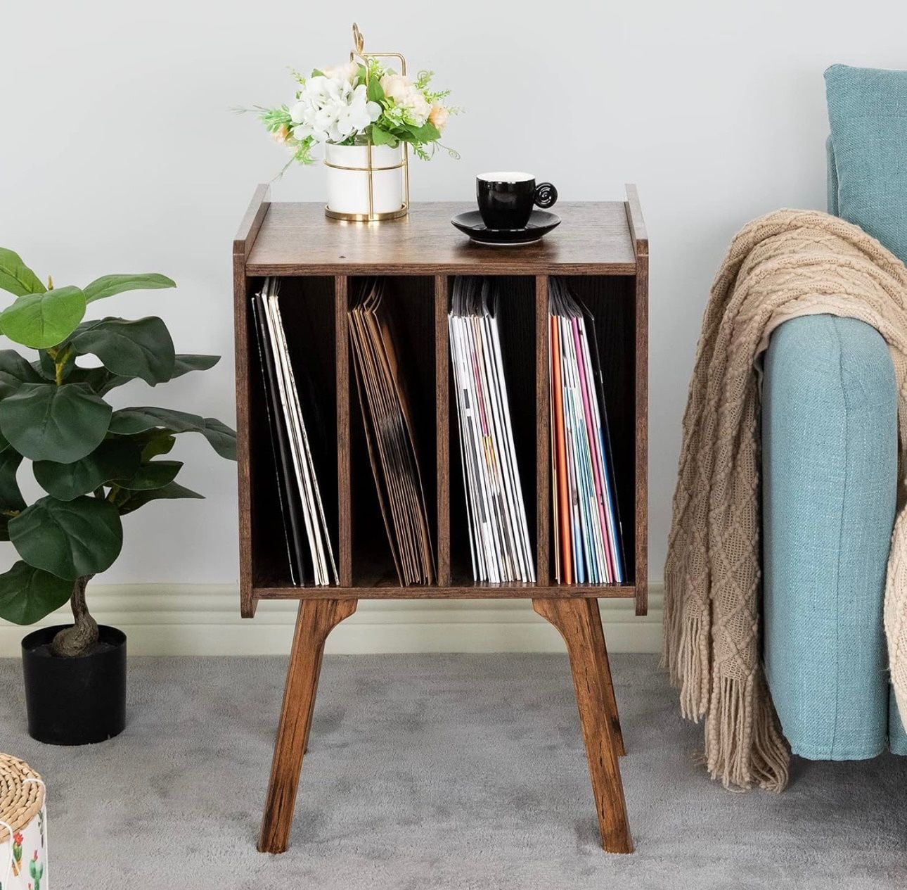 New Modern Brown Record Player Stand