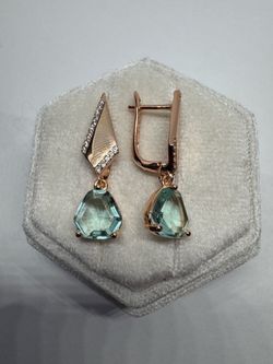 14K 585 Rolled Rose Gold Quartz Earrings | Not Solid Gold