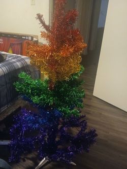 RAINBOW COLORED CHRISTMAS TREE Pre Lit
