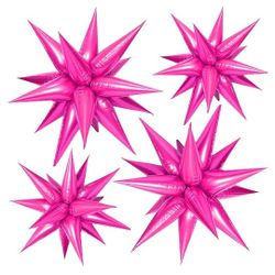 FUNTOOB Hot Pink Balloons Star Balloons Metallic Star Foil Balloons Hot Pink Star Cone Balloons Starburst Balloon Spike Balloons for Birthday Graduati