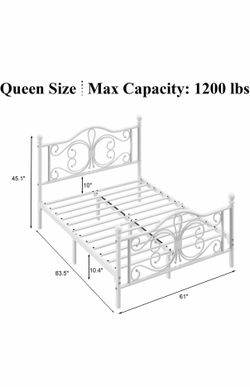 WHITE QUEEN METAL BED FRAME👇 CROSSROADS 👇
