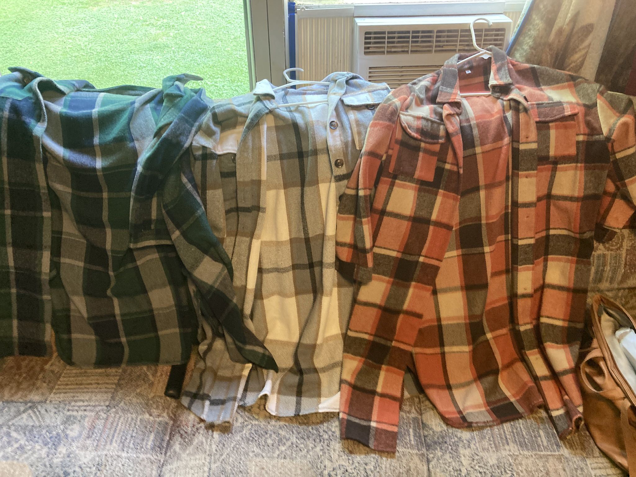 3 Plaid Flannel Shacket Long Shirts M
