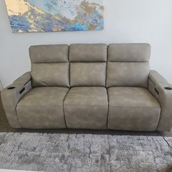 Fabric Sofa Greymel With Two Power Recliners And Six USB Ports 