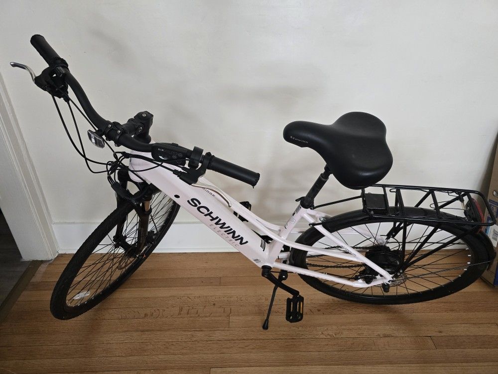 Beautiful White Like New Electric Hybrid Bike