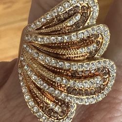 Gold and Rhinestone Statement Ring