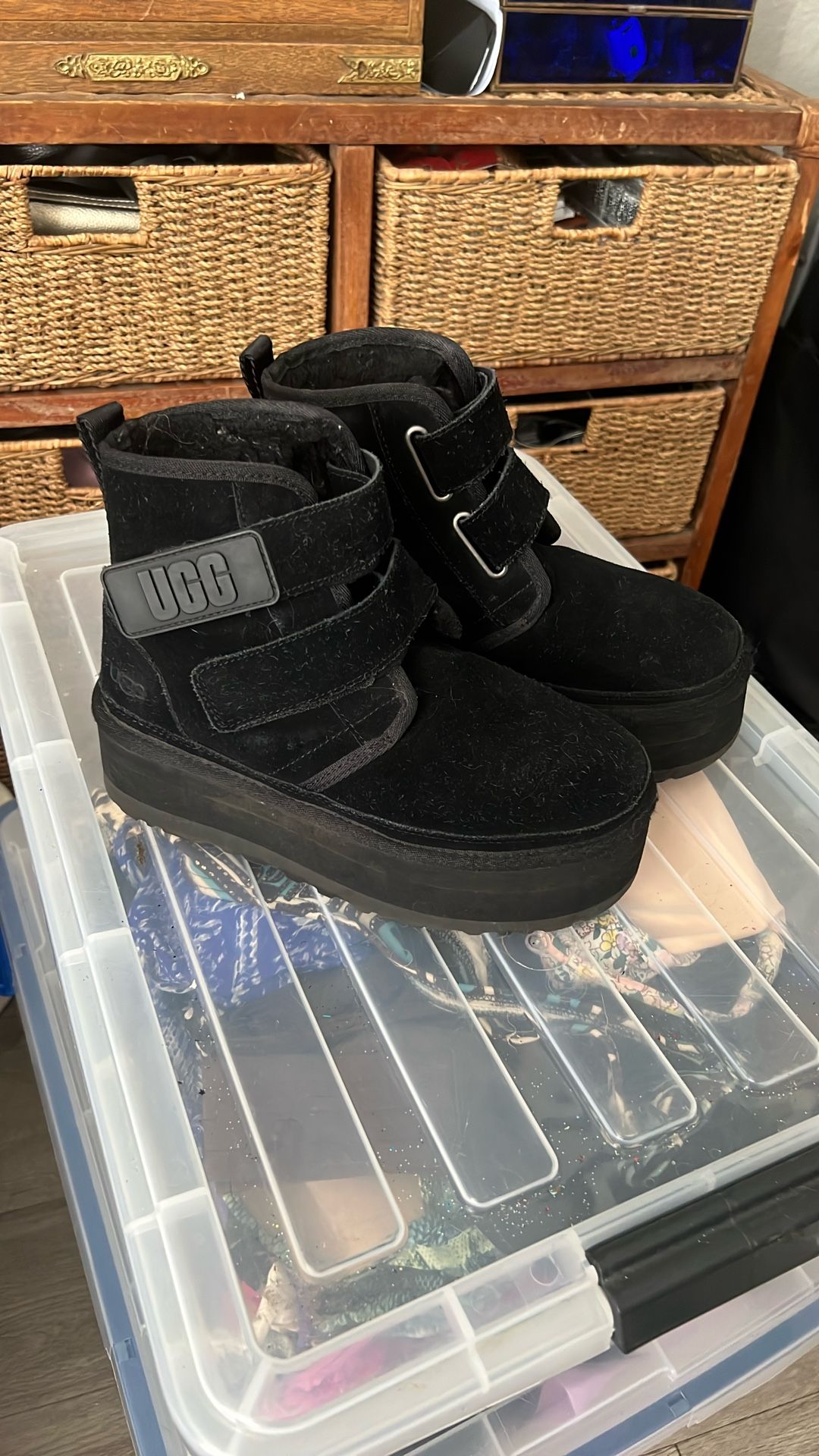 Black platform UGG boots