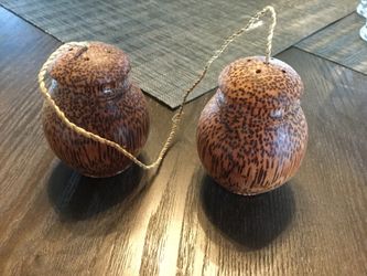 Unique Coconut Salt & Pepper Shakers - So Neat! Never Used!