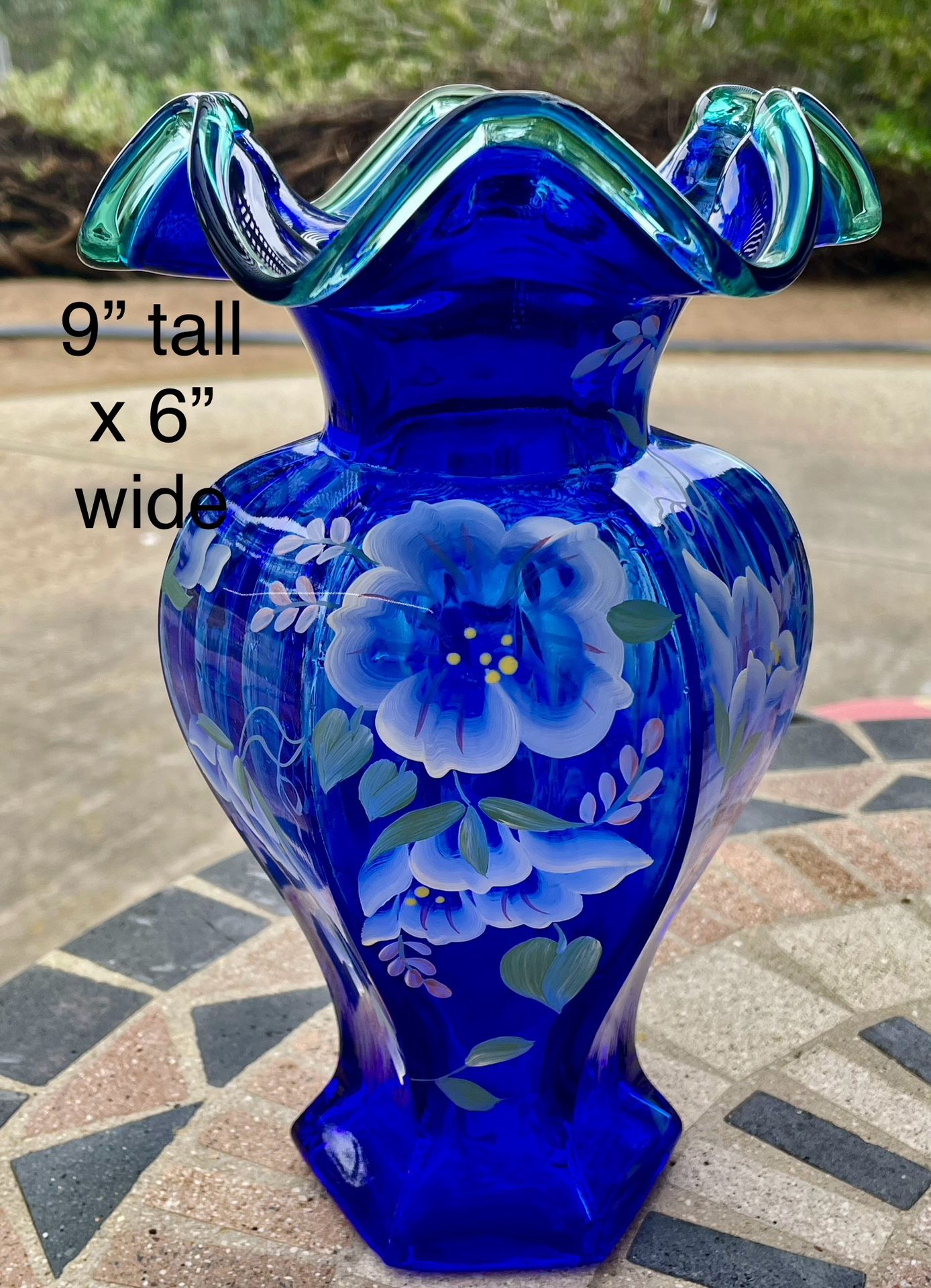 Fenton Blue Glass Vase