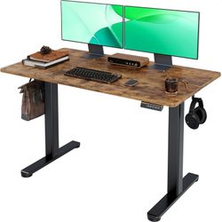 (small Damage) Electric Standing Desk, Adjustable Height Standing Desk, 24x48 Inch Sit-Stand Home Desk, Brown