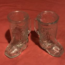 Boot Mugs- (2) Vintage Glass