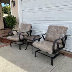 Iron rocking chair with waterproof cushions  Set of 2 with a small table 
