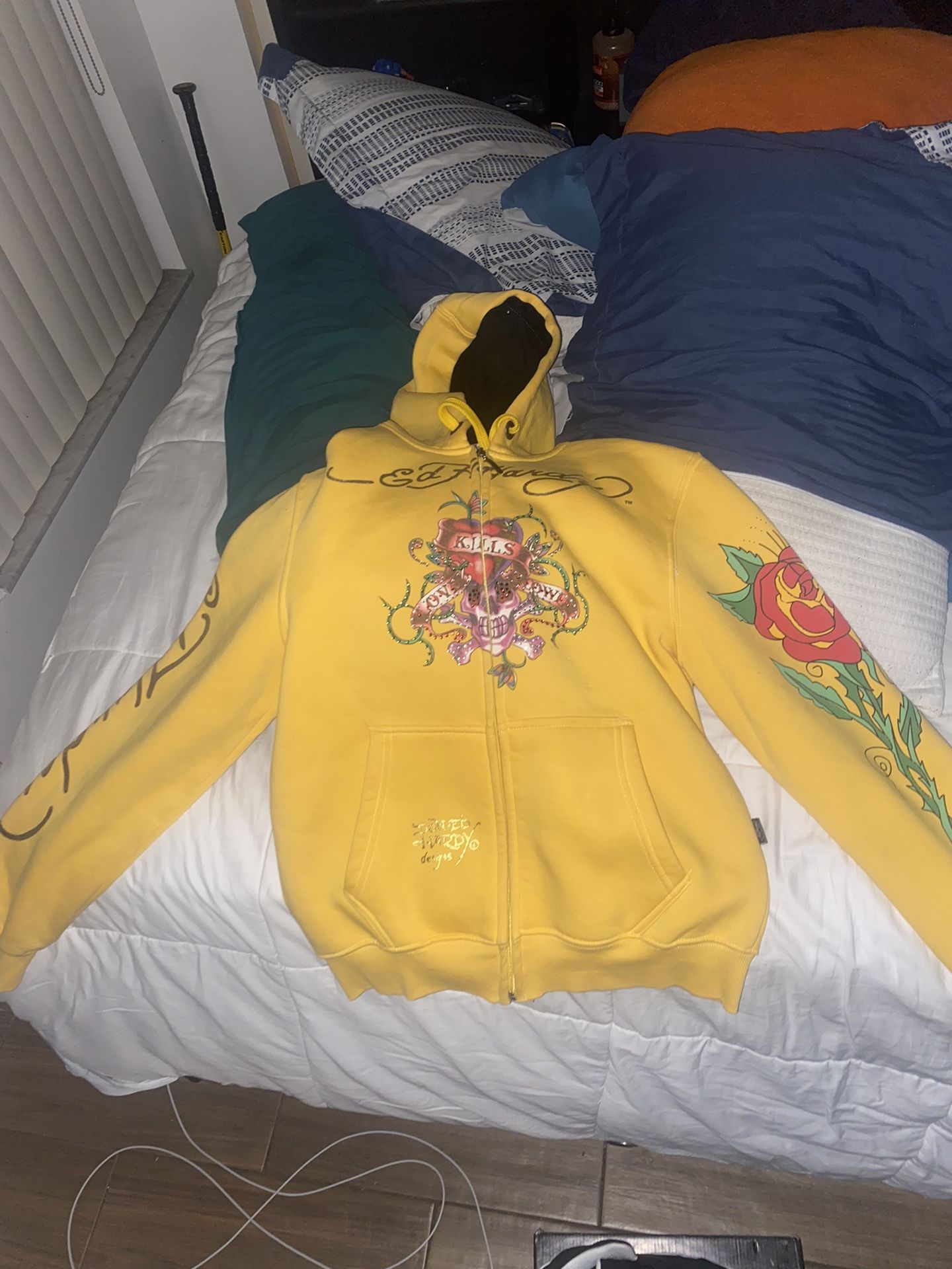 Yellow Ed Hardy Zip Up Hoodie