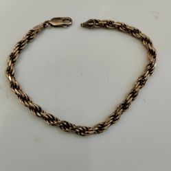 Gold Plated 925  Silver Bracelet 7" Long