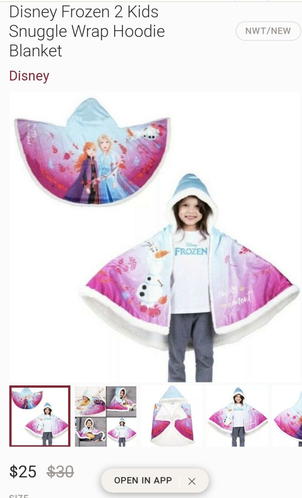 Disney Frozen II snuggle wrap hoodie blanket