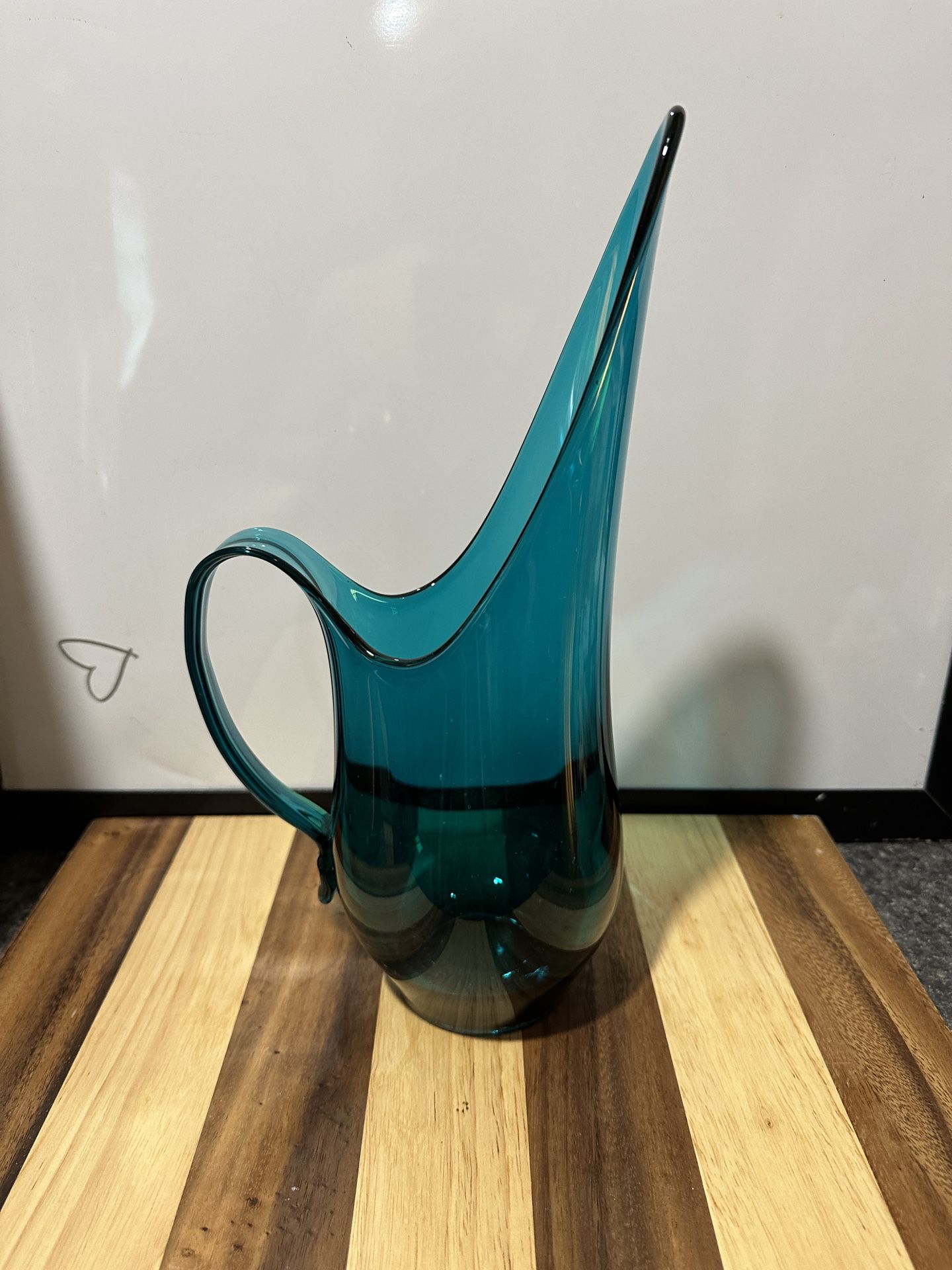 Vintage Viking Glass 1252 Blue Epic Swung Vase Pitcher Mid Century 
