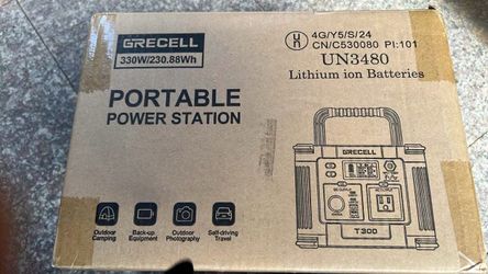 New Portable Power Station 330W, GRECELL 230.88Wh Solar Generator Solar Generator with 60W USB-C PD Output, Pure Sine Wave Backup Lithium Battery for