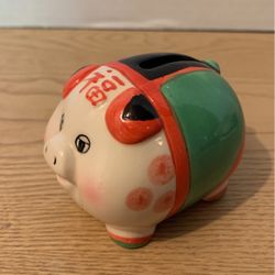 Ceramic Oriental Little Pig Hog Money Bank Fund Jar 4” by 2 1/2 inches