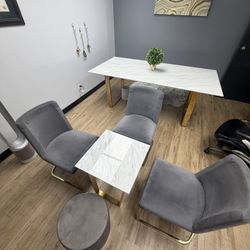 Marble And Gold Dinning Set