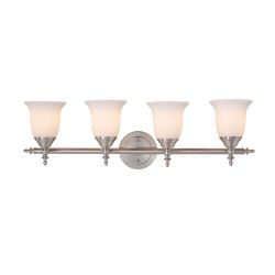 Olgelthorpe 29.8 in. 4-Light Brushed Nickel Bathroom Vanity Light Fixture with Bell Shaped Frosted