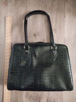 Black brief case, faux reptile skin