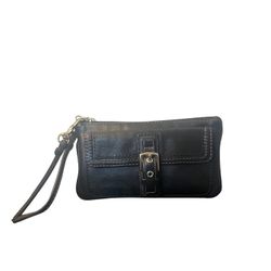 Coach Hampton Black Leather Wristlet 