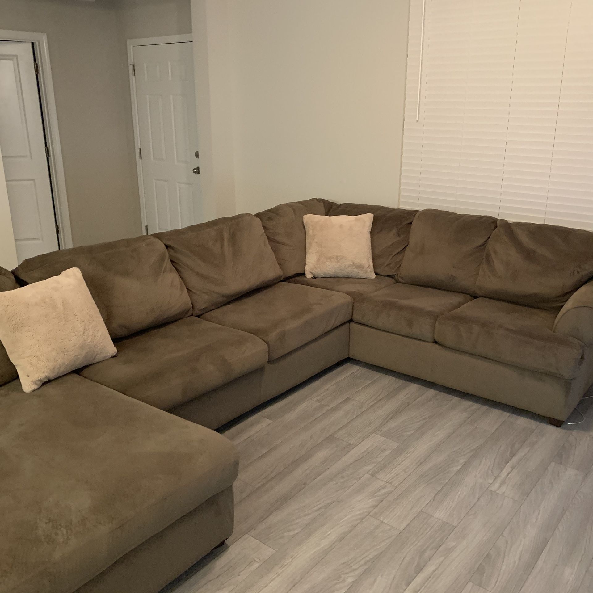Huge wrap around microfiber couch